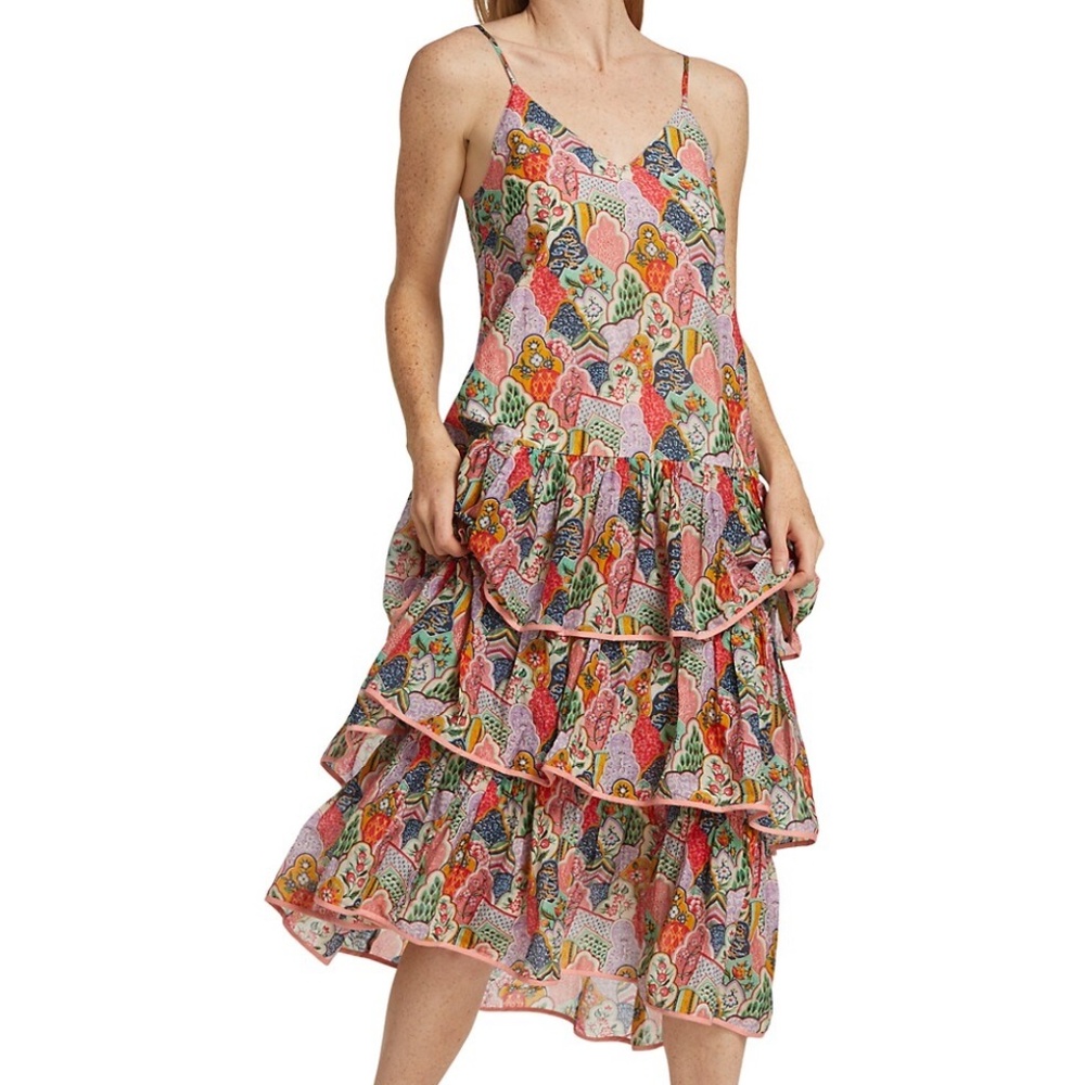 RHODE Vena Tiered Sleeveless Printed Midi Dress - NWT - Small - Picture 7 of 9